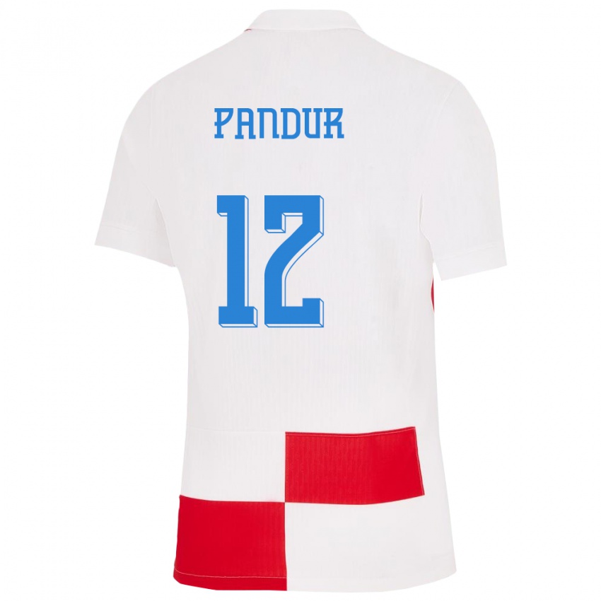 Homme Maillot Croatie Ivor Pandur #12 Blanc Rouge Tenues Domicile 24-26 T-Shirt Suisse