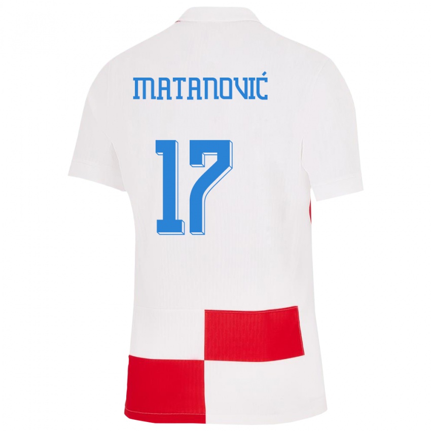 Homme Maillot Croatie Igor Matanovic #17 Blanc Rouge Tenues Domicile 24-26 T-Shirt Suisse