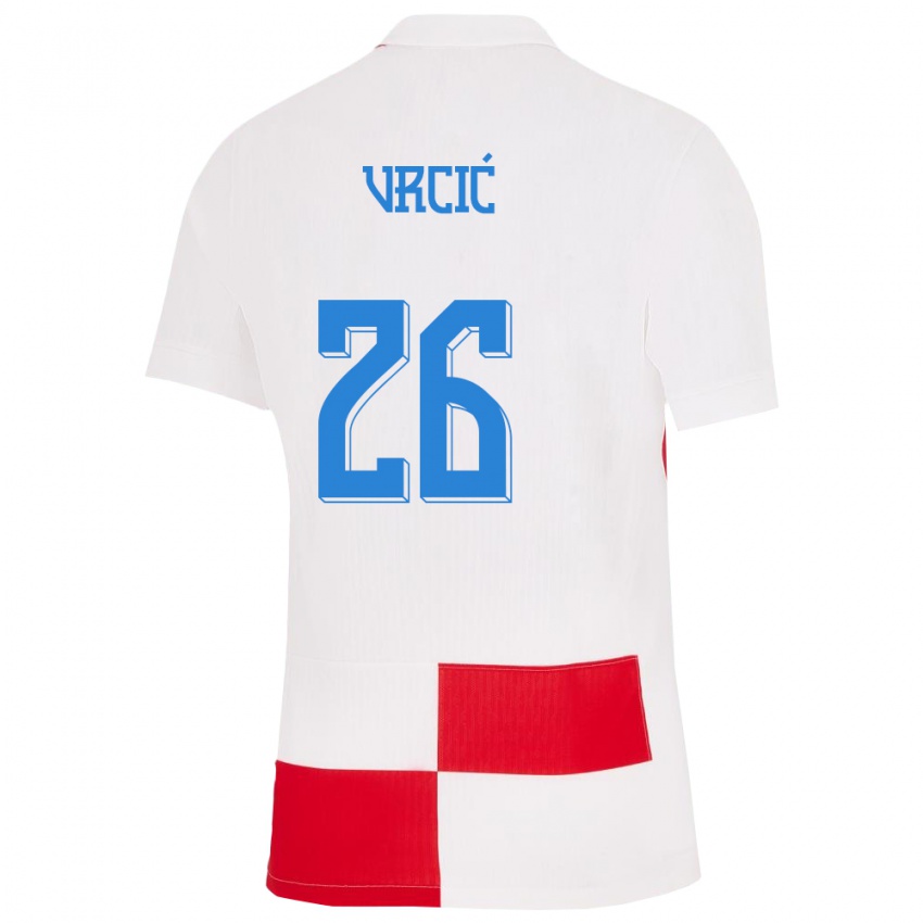 Herren Kroatien Jere Vrcic #26 Weiß Rot Heimtrikot Trikot 24-26 T-Shirt Schweiz
