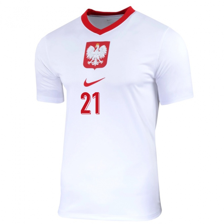 Homme Maillot Pologne Tomasz Pienko #21 Blanc Tenues Domicile 24-26 T-Shirt Suisse