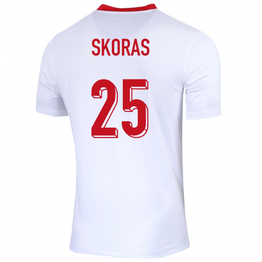 Homme Maillot Pologne Michal Skoras #25 Blanc Tenues Domicile 24-26 T-Shirt Suisse