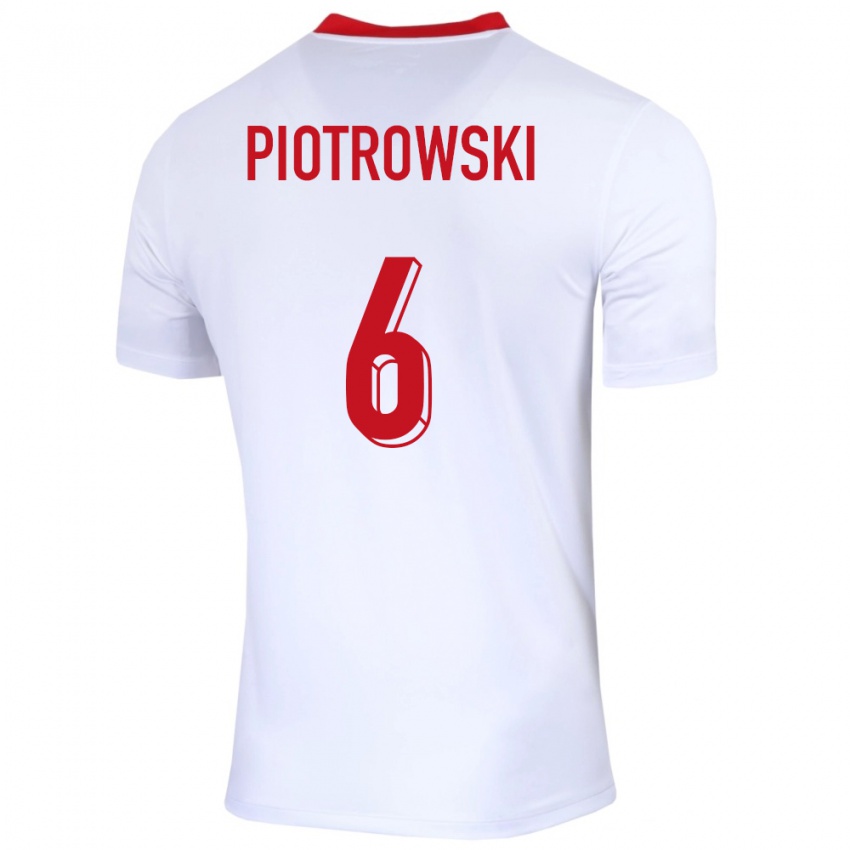 Homme Maillot Pologne Jakub Piotrowski #6 Blanc Tenues Domicile 24-26 T-Shirt Suisse