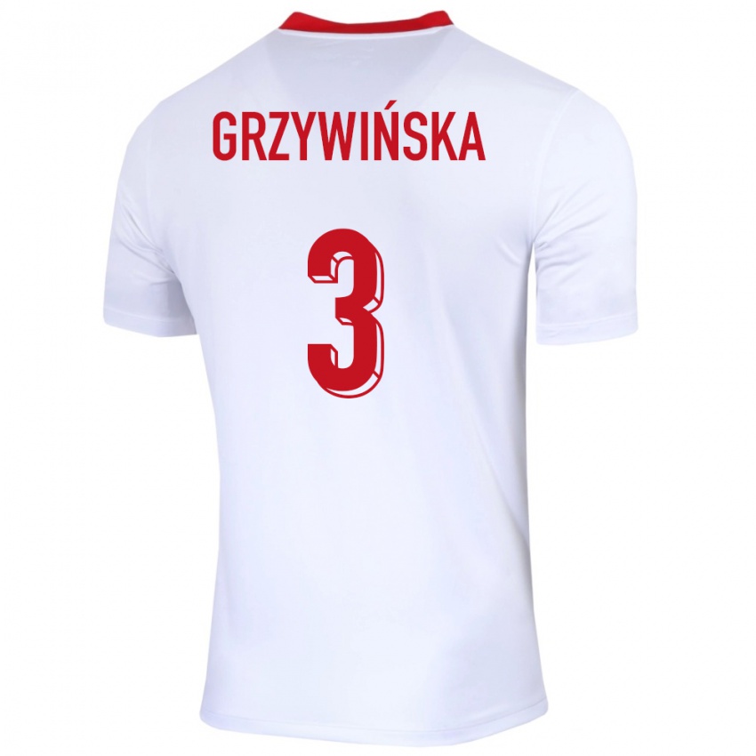 Homme Maillot Pologne Gabriela Grzywinska #3 Blanc Tenues Domicile 24-26 T-Shirt Suisse