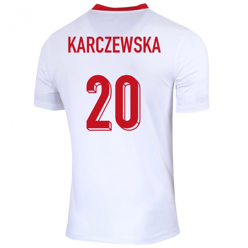 Homme Maillot Pologne Nikola Karczewska #20 Blanc Tenues Domicile 24-26 T-Shirt Suisse