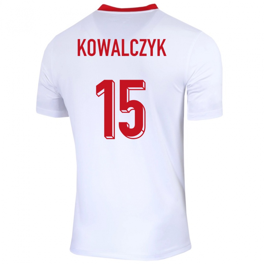 Homme Maillot Pologne Mateusz Kowalczyk #15 Blanc Tenues Domicile 24-26 T-Shirt Suisse