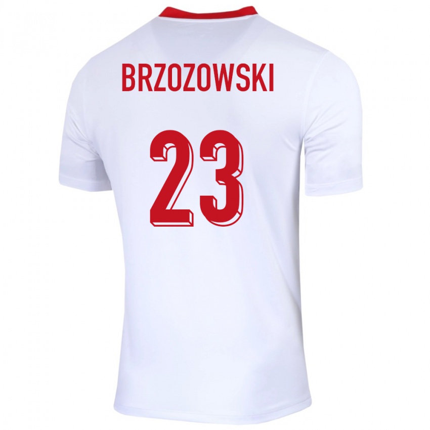 Homme Maillot Pologne Milosz Brzozowski #23 Blanc Tenues Domicile 24-26 T-Shirt Suisse