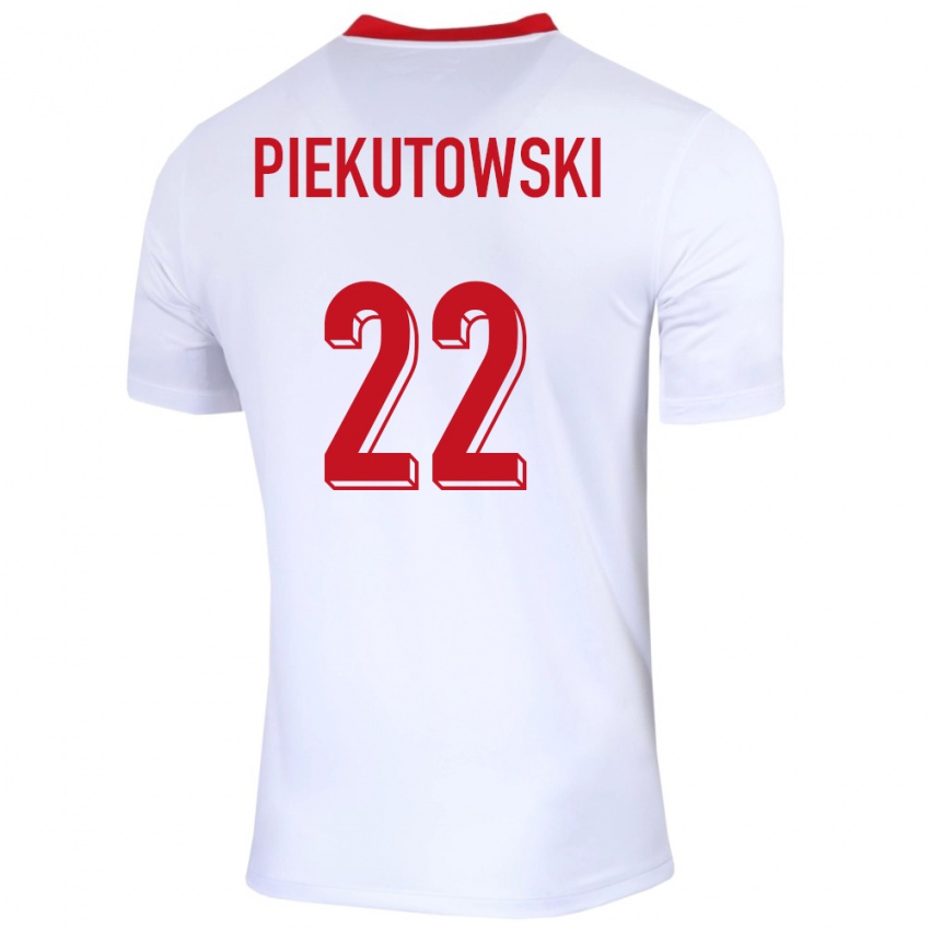 Homme Maillot Pologne Milosz Piekutowski #22 Blanc Tenues Domicile 24-26 T-Shirt Suisse