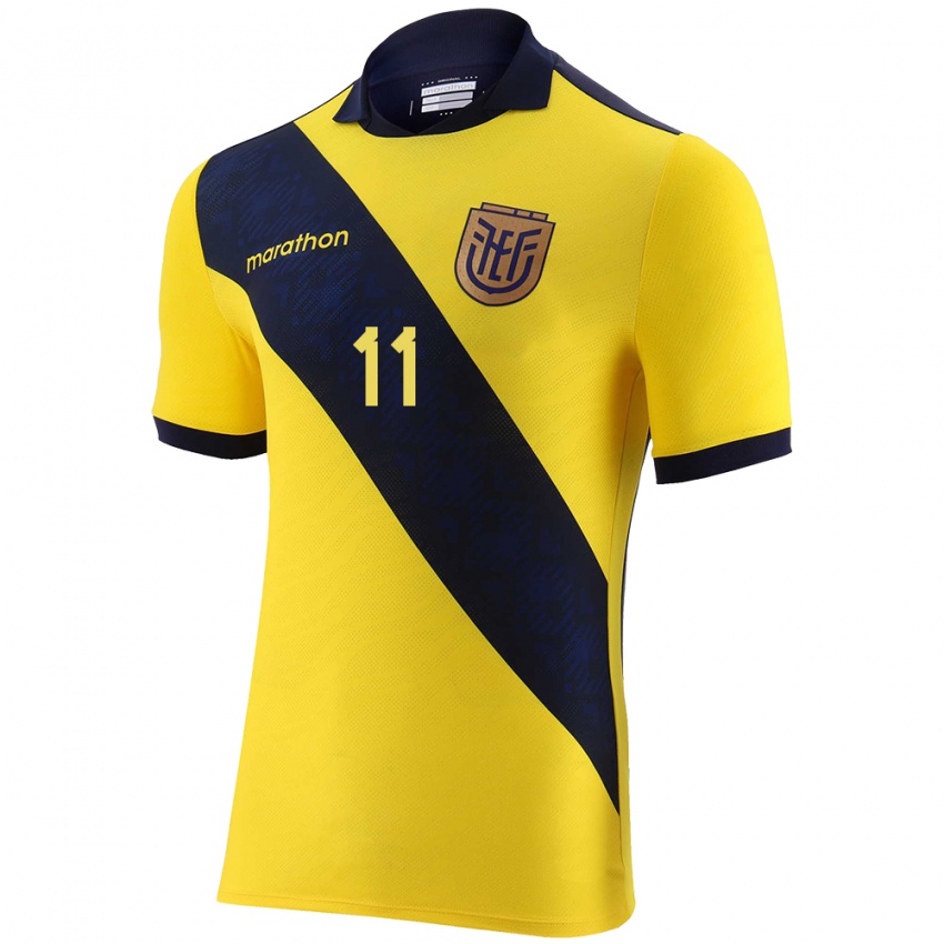 Herren Ecuador Ambar Torres #11 Gelb Heimtrikot Trikot 24-26 T-Shirt Schweiz