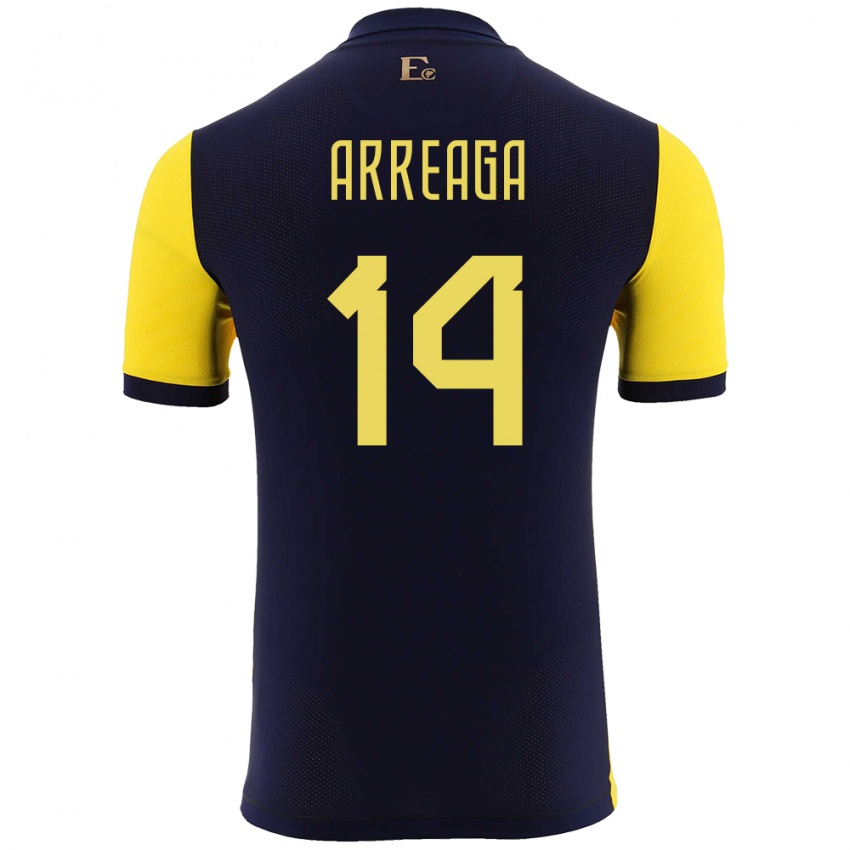 Herren Ecuador Xavier Arreaga #14 Gelb Heimtrikot Trikot 24-26 T-Shirt Schweiz