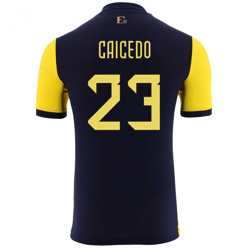 Herren Ecuador Moises Caicedo #23 Gelb Heimtrikot Trikot 24-26 T-Shirt Schweiz