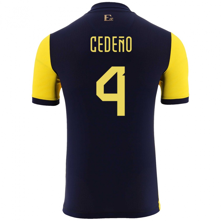 Herren Ecuador Stefany Cedeno #4 Gelb Heimtrikot Trikot 24-26 T-Shirt Schweiz