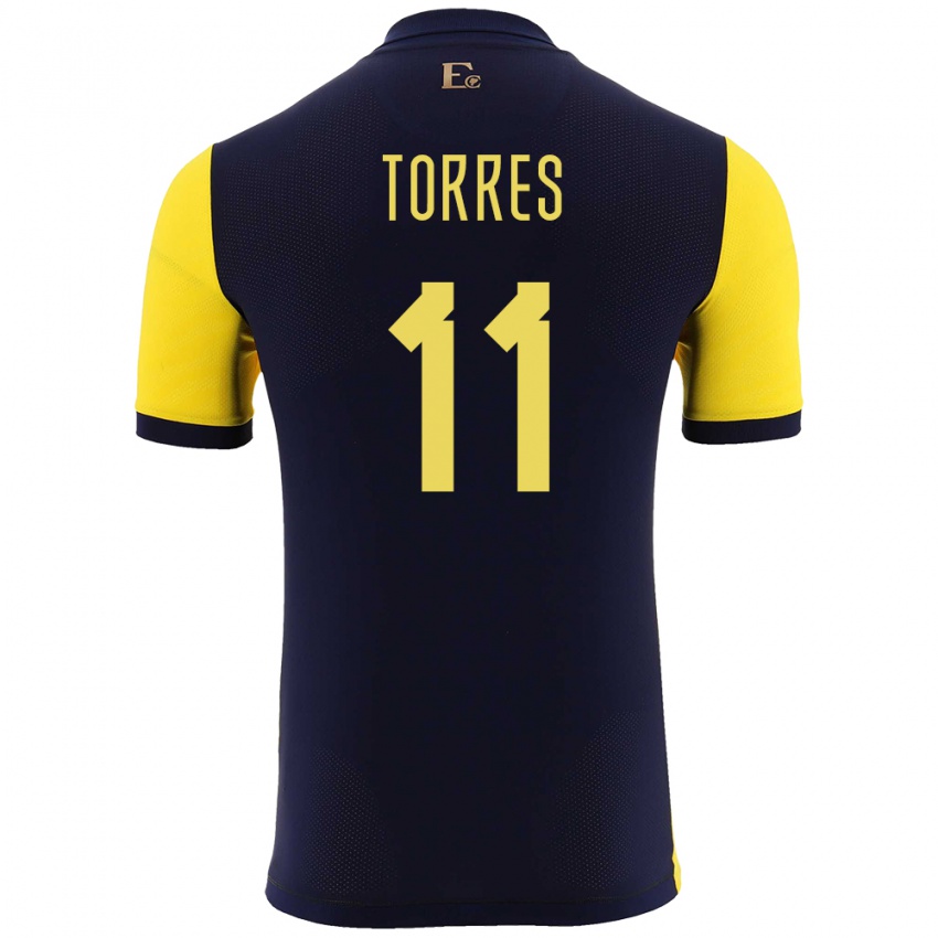 Herren Ecuador Ambar Torres #11 Gelb Heimtrikot Trikot 24-26 T-Shirt Schweiz