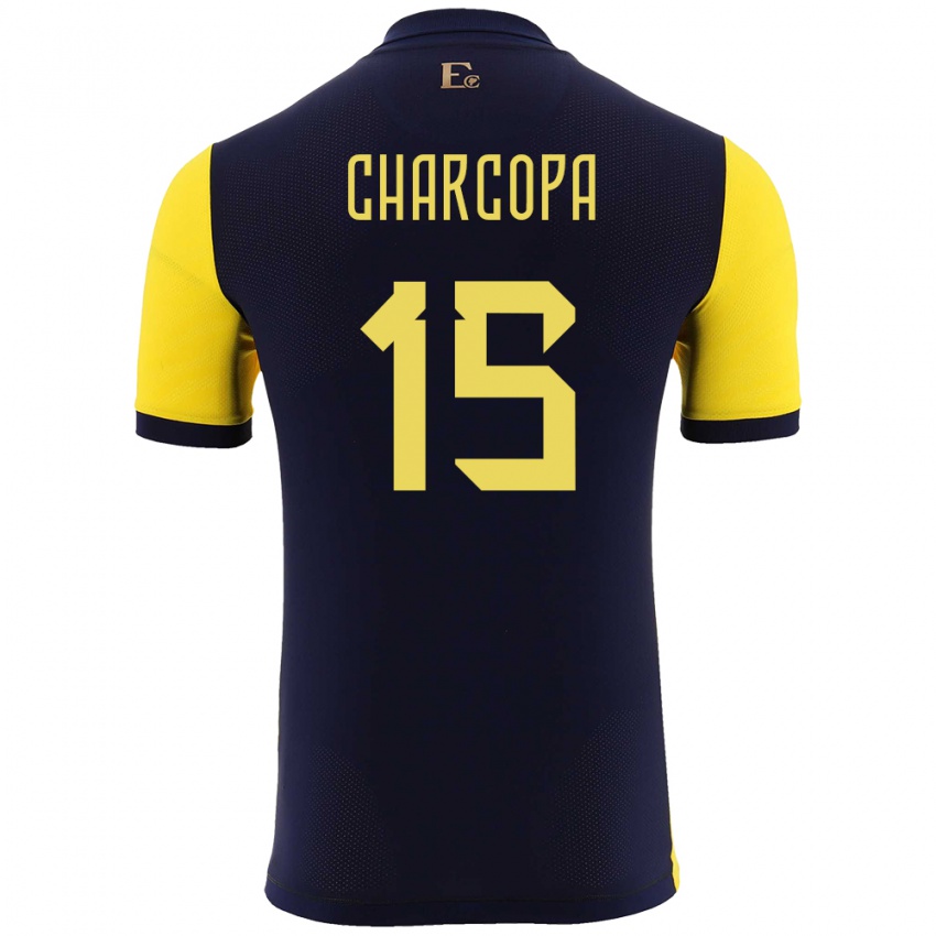 Herren Ecuador Nicole Charcopa #15 Gelb Heimtrikot Trikot 24-26 T-Shirt Schweiz