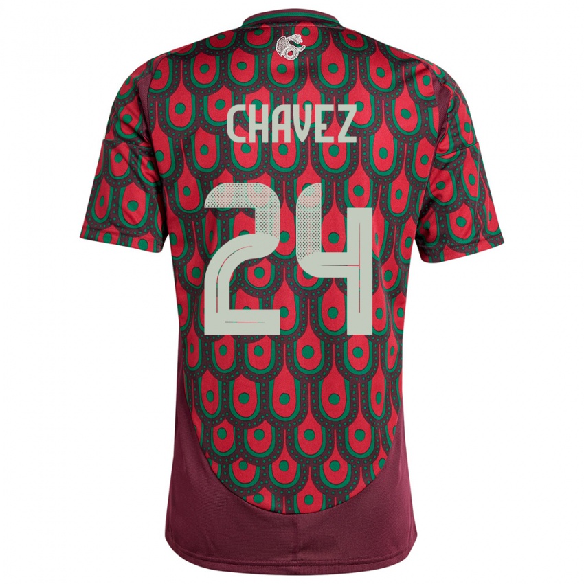 Homme Maillot Mexique Luis Chavez #24 Bordeaux Tenues Domicile 24-26 T-Shirt Suisse