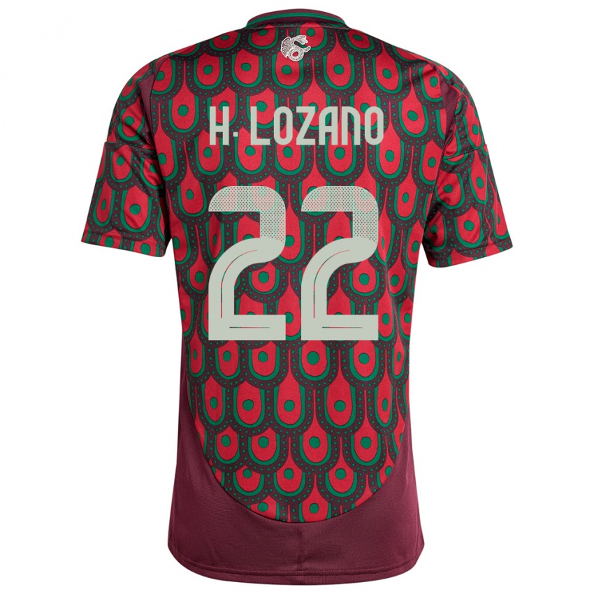 Herren Mexiko Hirving Lozano #22 Kastanienbraun Heimtrikot Trikot 24-26 T-Shirt Schweiz