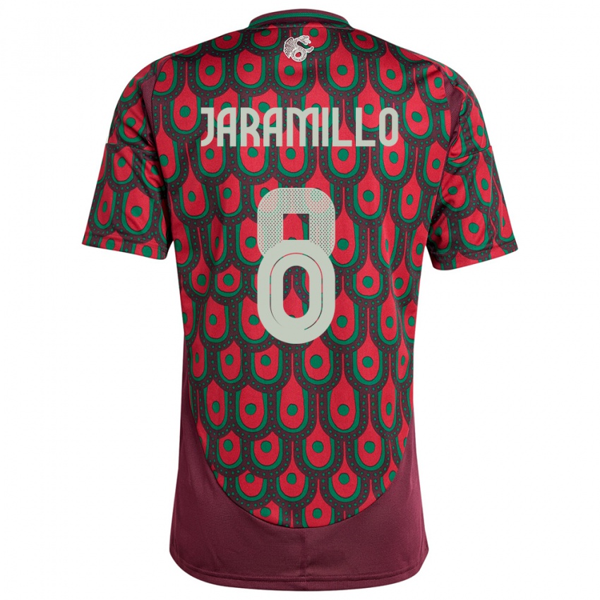 Homme Maillot Mexique Carolina Jaramillo #8 Bordeaux Tenues Domicile 24-26 T-Shirt Suisse