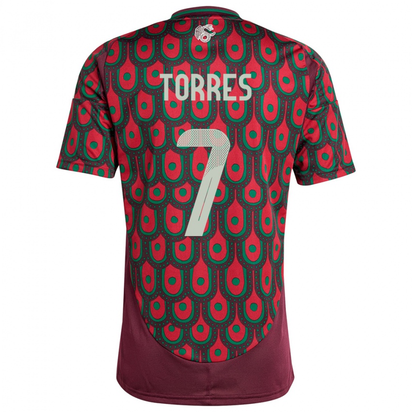 Herren Mexiko Christian Torres #7 Kastanienbraun Heimtrikot Trikot 24-26 T-Shirt Schweiz