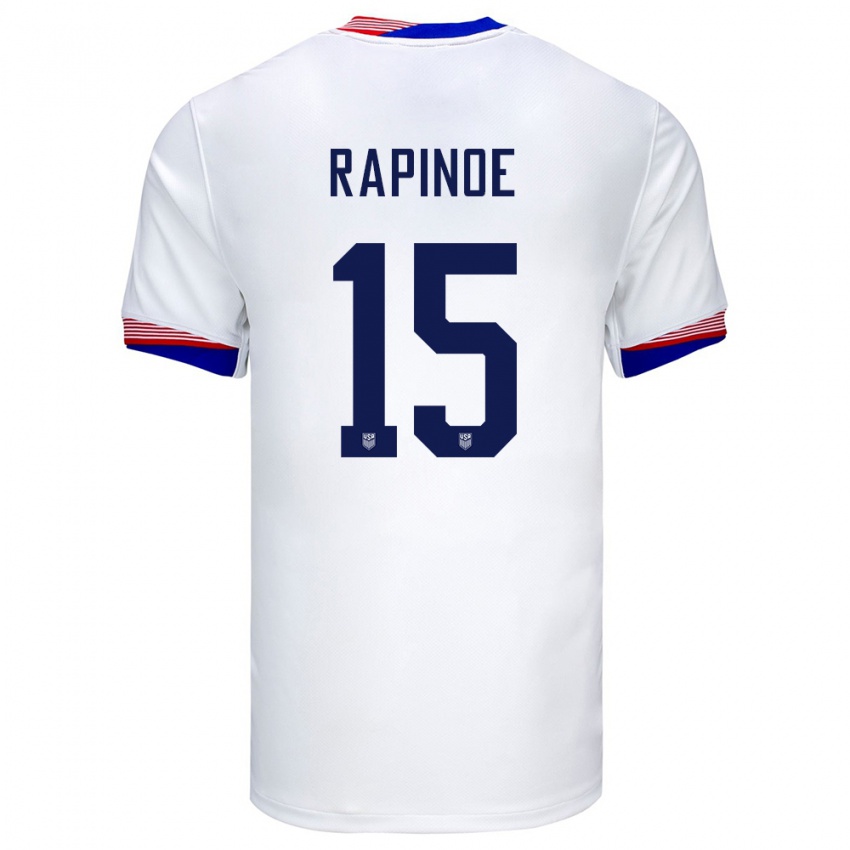 Homme Maillot États-Unis Megan Rapinoe #15 Blanc Tenues Domicile 24-26 T-Shirt Suisse