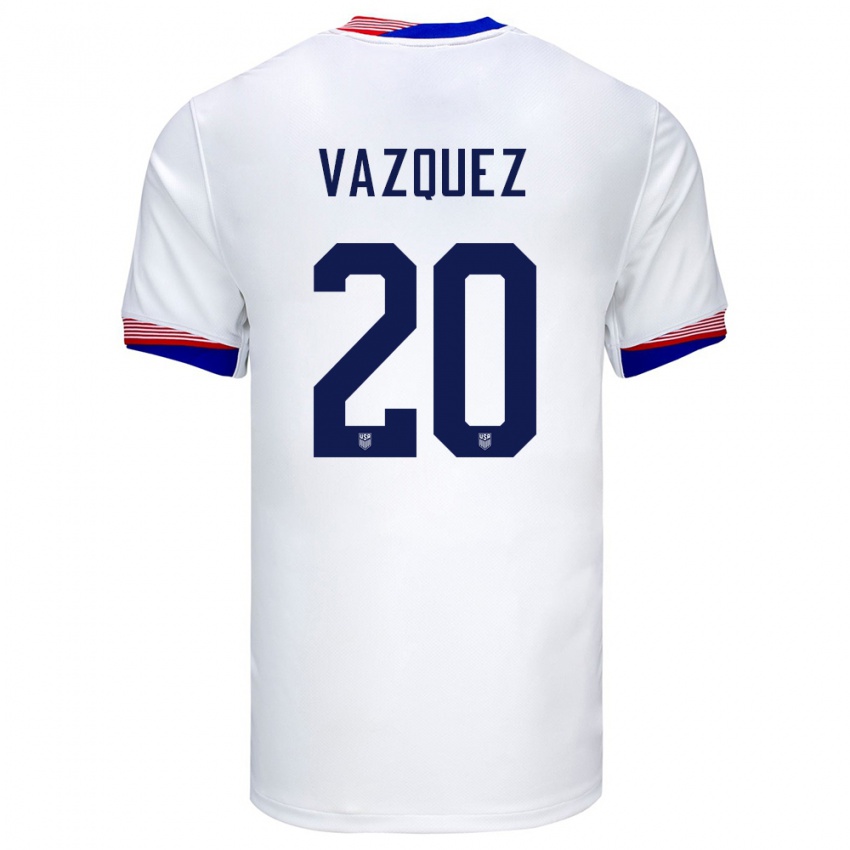 Homme Maillot États-Unis David Vazquez #20 Blanc Tenues Domicile 24-26 T-Shirt Suisse