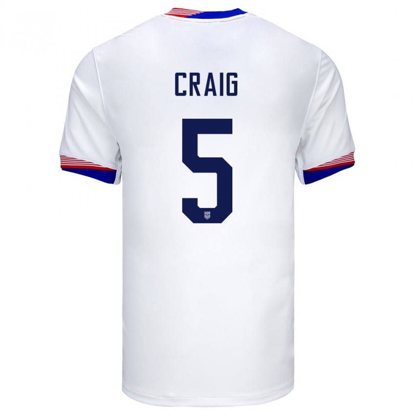 Herren Vereinigte Staaten Brandan Craig #5 Weiß Heimtrikot Trikot 24-26 T-Shirt Schweiz
