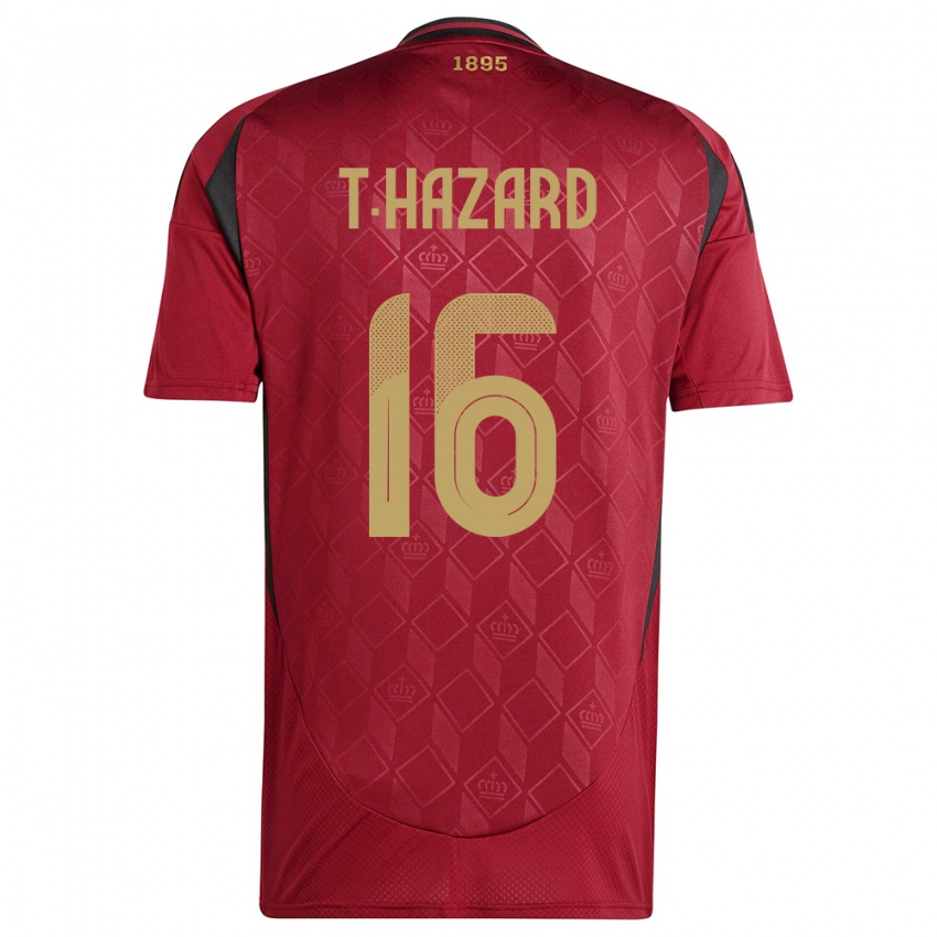 Herren Belgien Thorgan Hazard #16 Burgund Heimtrikot Trikot 24-26 T-Shirt Schweiz