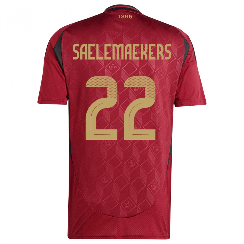 Herren Belgien Alexis Saelemaekers #22 Burgund Heimtrikot Trikot 24-26 T-Shirt Schweiz