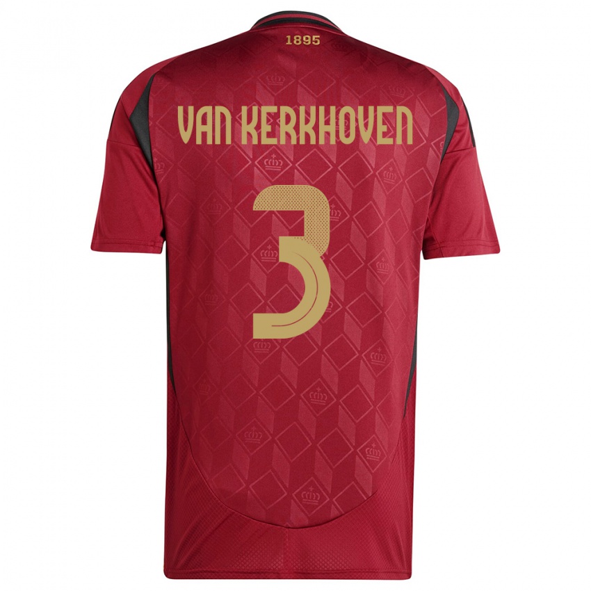 Herren Belgien Ella Van Kerkhoven #3 Burgund Heimtrikot Trikot 24-26 T-Shirt Schweiz