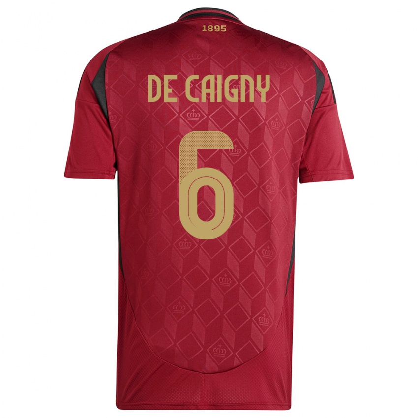 Herren Belgien Tine De Caigny #6 Burgund Heimtrikot Trikot 24-26 T-Shirt Schweiz