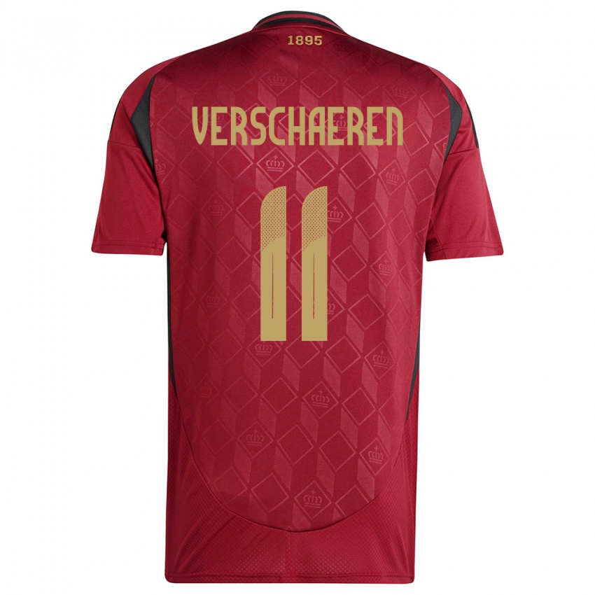 Herren Belgien Yari Verschaeren #11 Burgund Heimtrikot Trikot 24-26 T-Shirt Schweiz