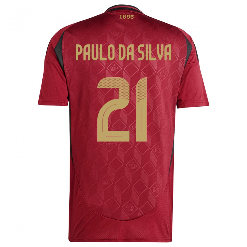 Herren Belgien Thiago Paulo Da Silva #21 Burgund Heimtrikot Trikot 24-26 T-Shirt Schweiz