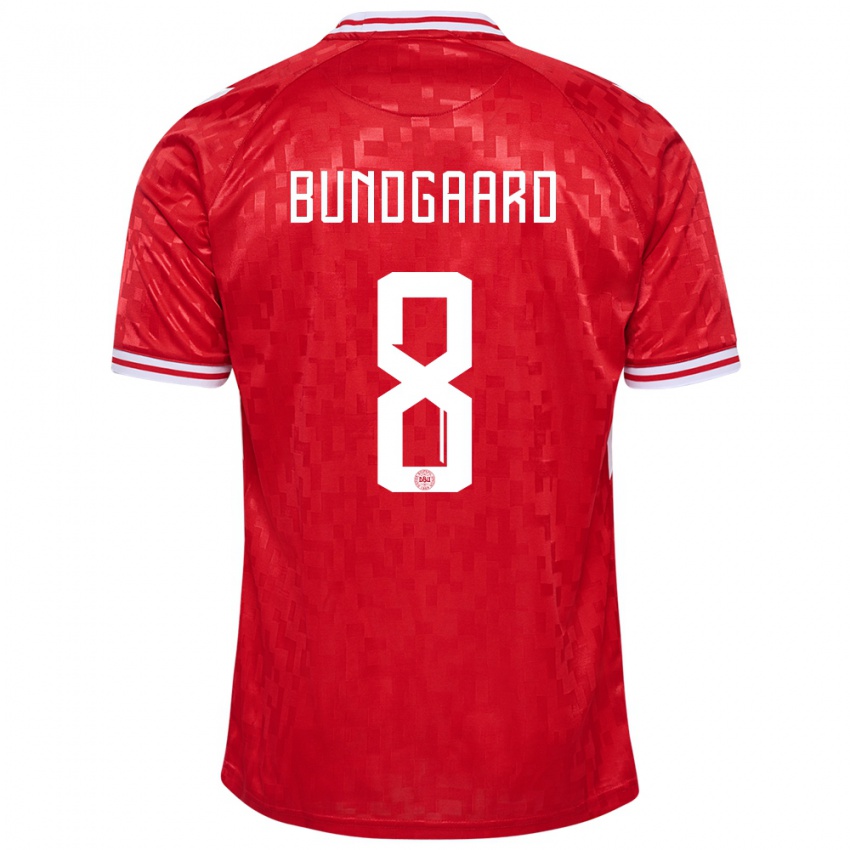 Herren Dänemark Filip Bundgaard #8 Rot Heimtrikot Trikot 24-26 T-Shirt Schweiz
