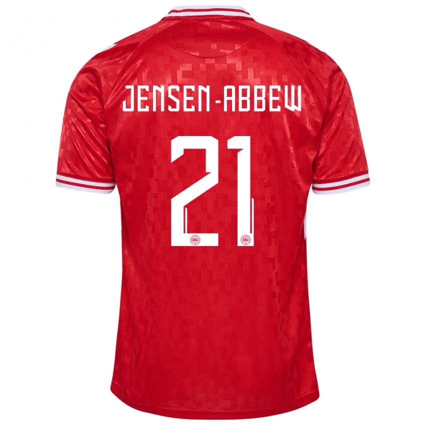 Herren Dänemark Jonas Jensen-Abbew #21 Rot Heimtrikot Trikot 24-26 T-Shirt Schweiz