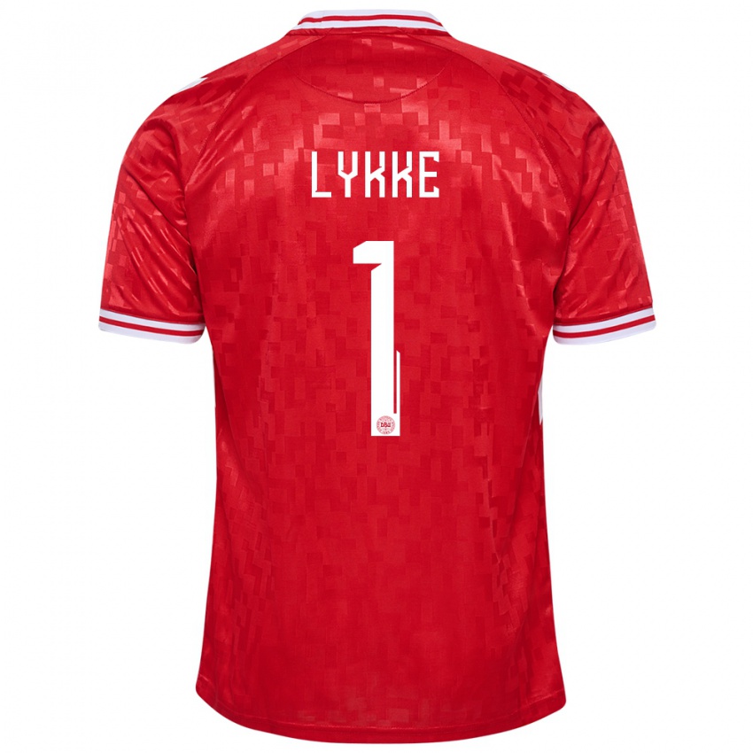 Herren Dänemark William Lykke #1 Rot Heimtrikot Trikot 24-26 T-Shirt Schweiz