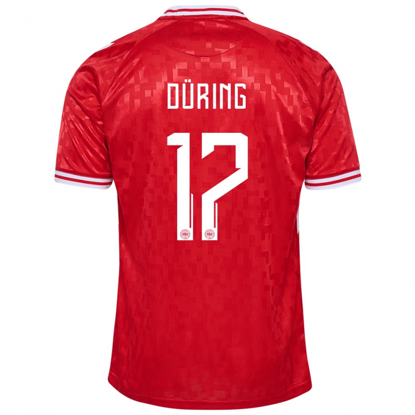 Herren Dänemark Rasmus Düring #17 Rot Heimtrikot Trikot 24-26 T-Shirt Schweiz