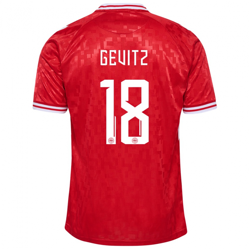 Herren Dänemark Luna Gevitz #18 Rot Heimtrikot Trikot 24-26 T-Shirt Schweiz