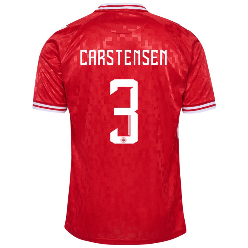 Herren Dänemark Rasmus Carstensen #3 Rot Heimtrikot Trikot 24-26 T-Shirt Schweiz