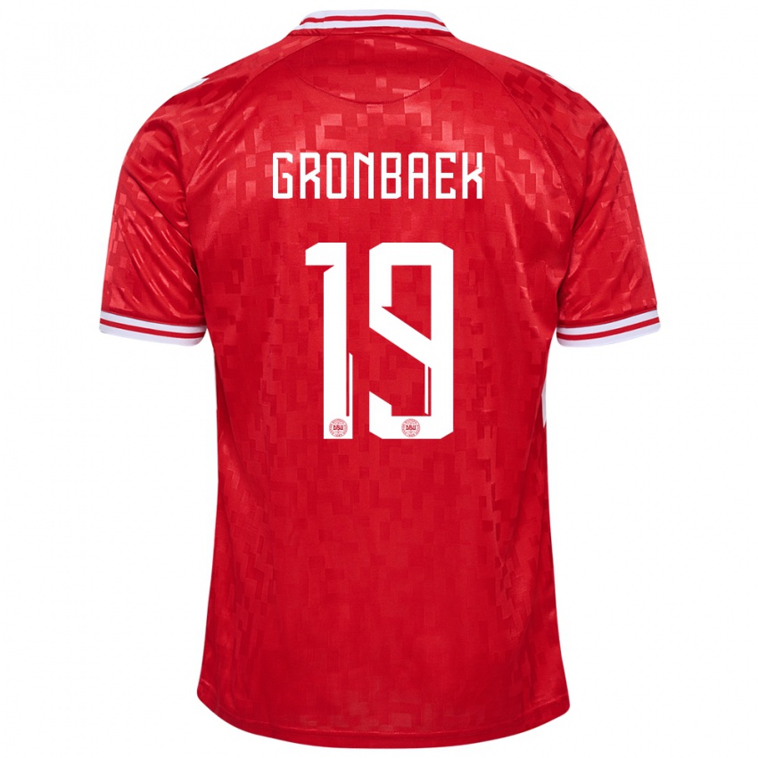 Herren Dänemark Albert Gronbaek #19 Rot Heimtrikot Trikot 24-26 T-Shirt Schweiz