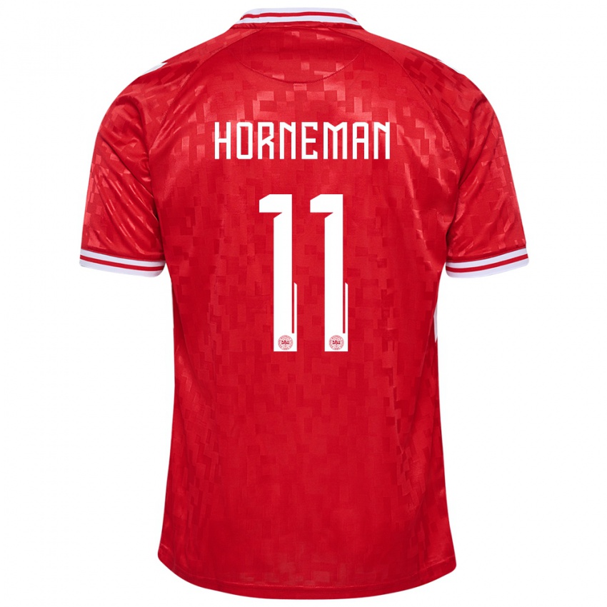 Herren Dänemark Charly Horneman #11 Rot Heimtrikot Trikot 24-26 T-Shirt Schweiz