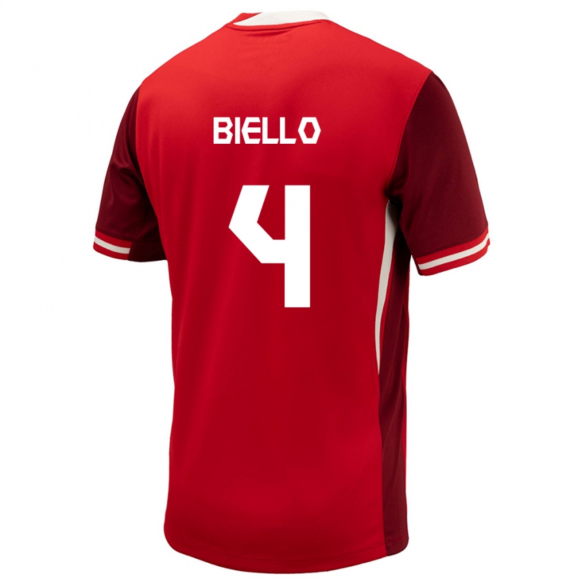 Herren Kanada Alessandro Biello #4 Rot Heimtrikot Trikot 24-26 T-Shirt Schweiz