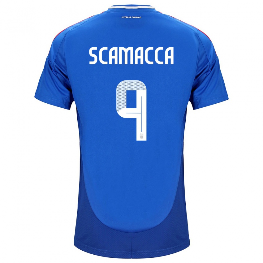 Herren Italien Gianluca Scamacca #9 Blau Heimtrikot Trikot 24-26 T-Shirt Schweiz