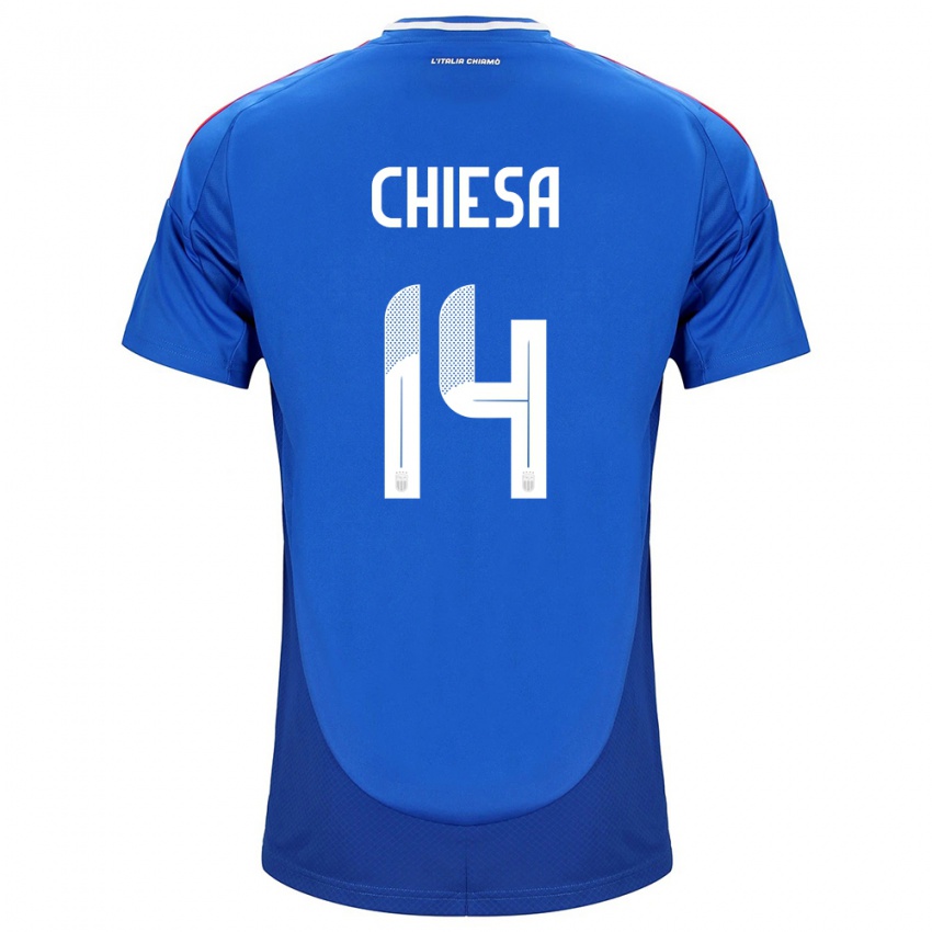 Herren Italien Federico Chiesa #14 Blau Heimtrikot Trikot 24-26 T-Shirt Schweiz