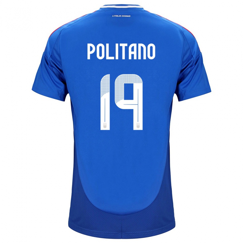 Herren Italien Matteo Politano #19 Blau Heimtrikot Trikot 24-26 T-Shirt Schweiz