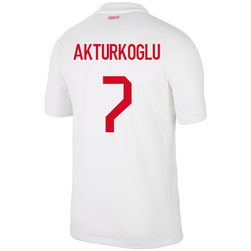 Herren Türkei Kerem Aktürkoğlu #7 Weiß Heimtrikot Trikot 24-26 T-Shirt Schweiz