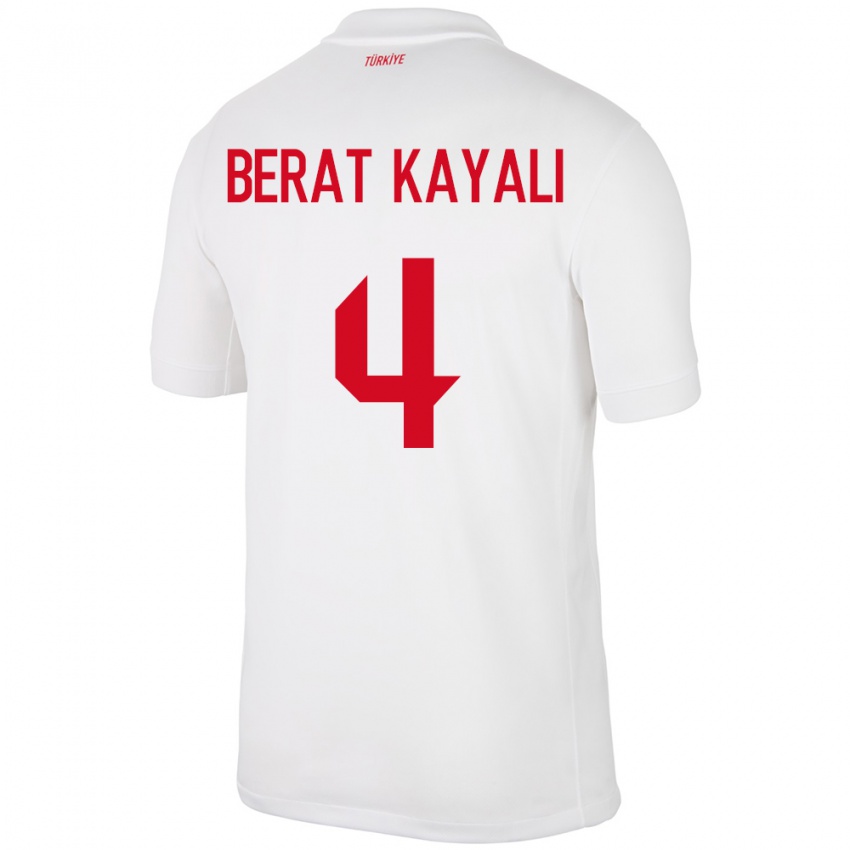 Herren Türkei Hasan Berat Kayalı #4 Weiß Heimtrikot Trikot 24-26 T-Shirt Schweiz