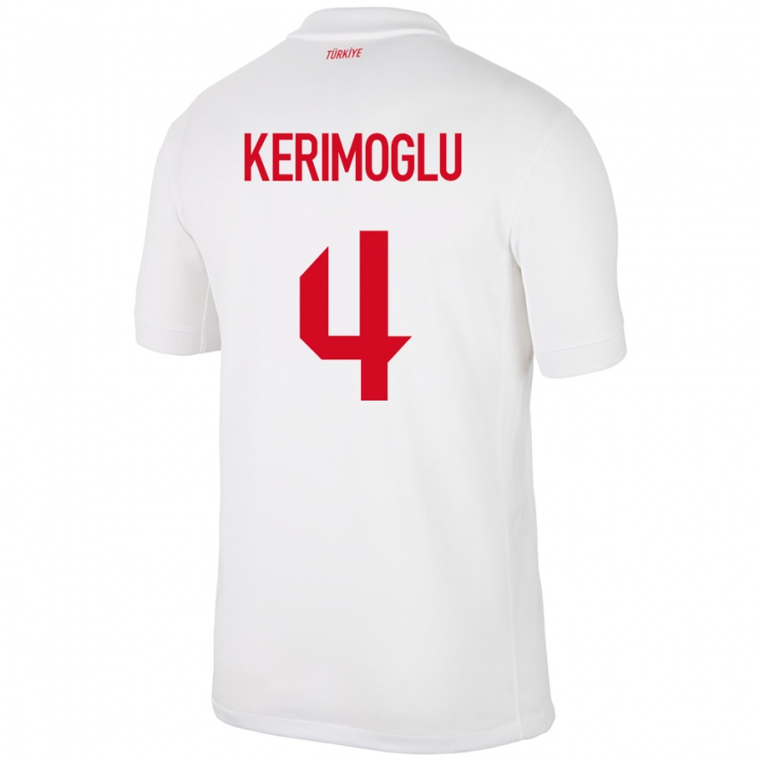 Herren Türkei Zeynap Kerimoğlu #4 Weiß Heimtrikot Trikot 24-26 T-Shirt Schweiz