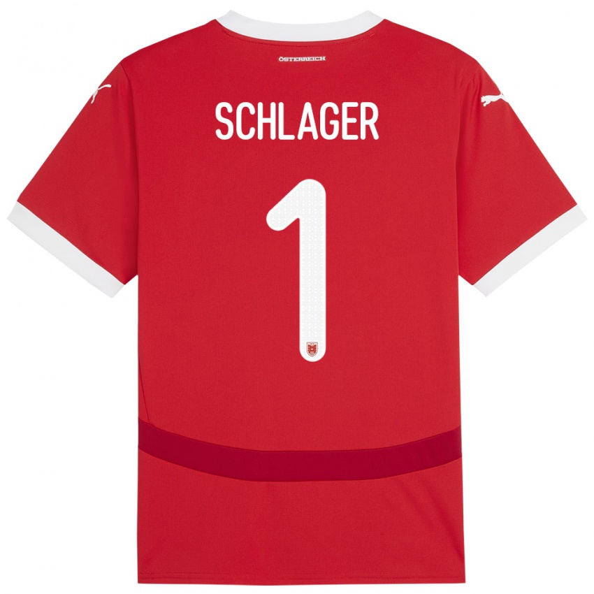 Herren Österreich Alexander Schlager #1 Rot Heimtrikot Trikot 24-26 T-Shirt Schweiz