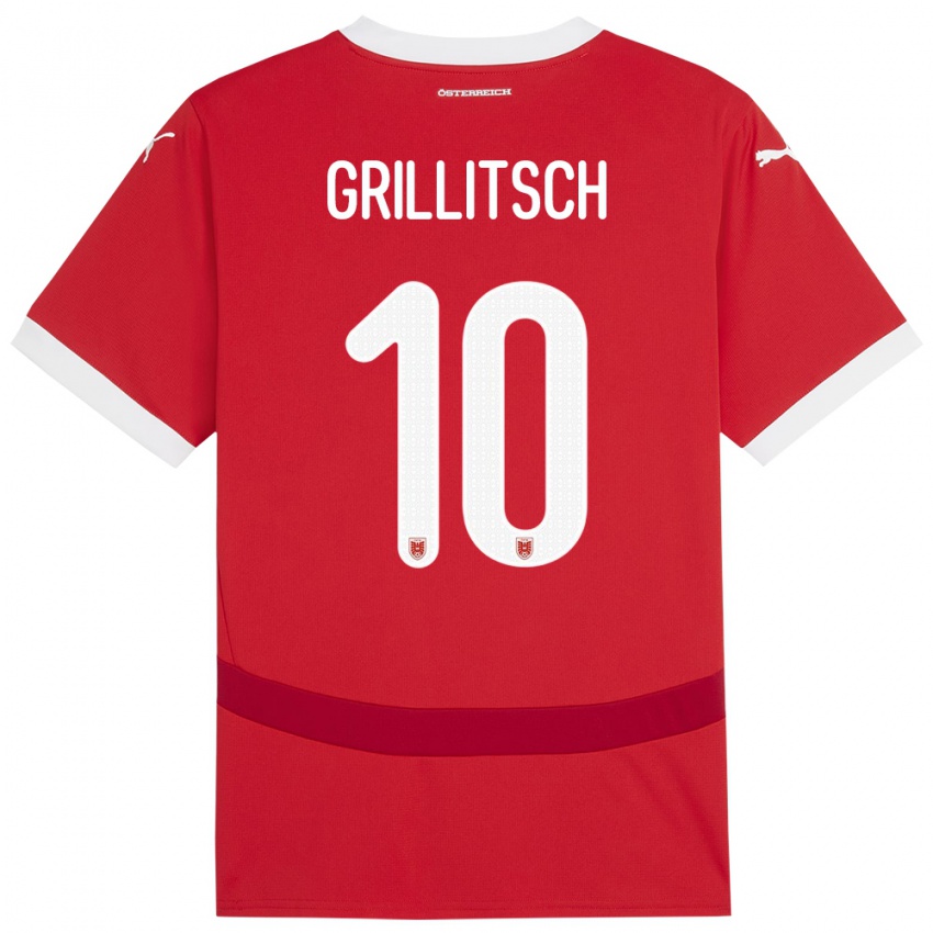 Herren Österreich Florian Grillitsch #10 Rot Heimtrikot Trikot 24-26 T-Shirt Schweiz