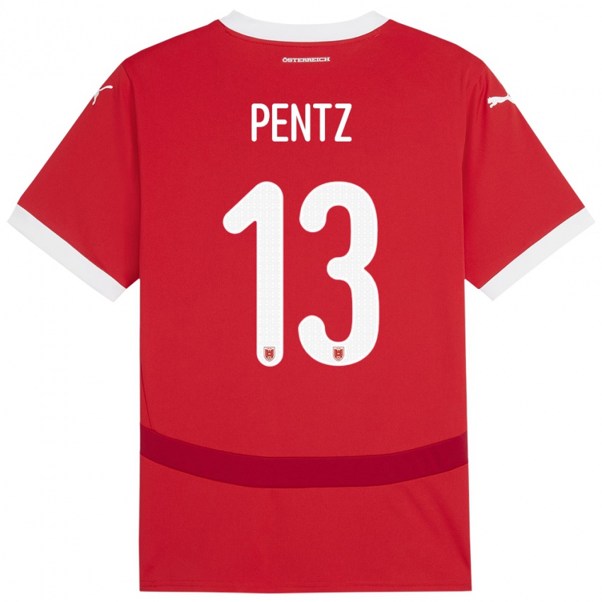 Herren Österreich Patrick Pentz #13 Rot Heimtrikot Trikot 24-26 T-Shirt Schweiz