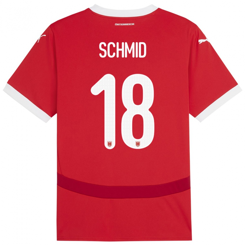 Herren Österreich Romano Schmid #18 Rot Heimtrikot Trikot 24-26 T-Shirt Schweiz