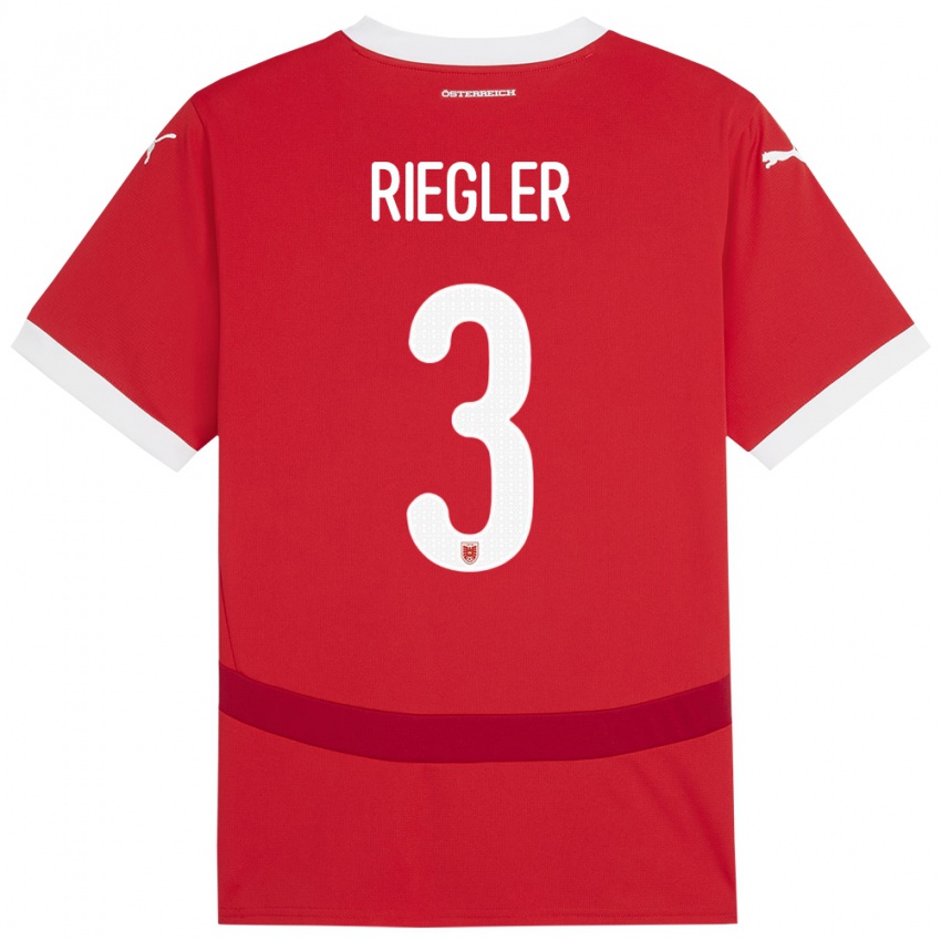 Herren Österreich David Riegler #3 Rot Heimtrikot Trikot 24-26 T-Shirt Schweiz